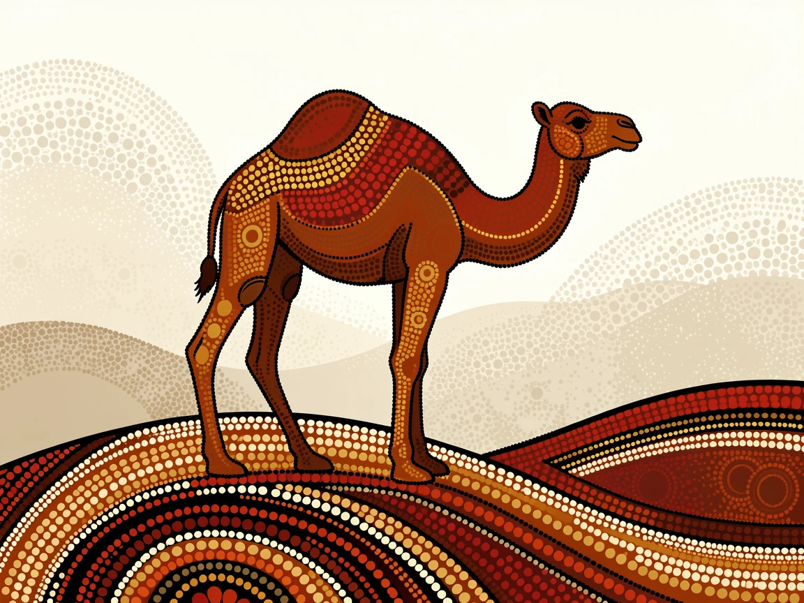 A lone camel standing on a misty hillside