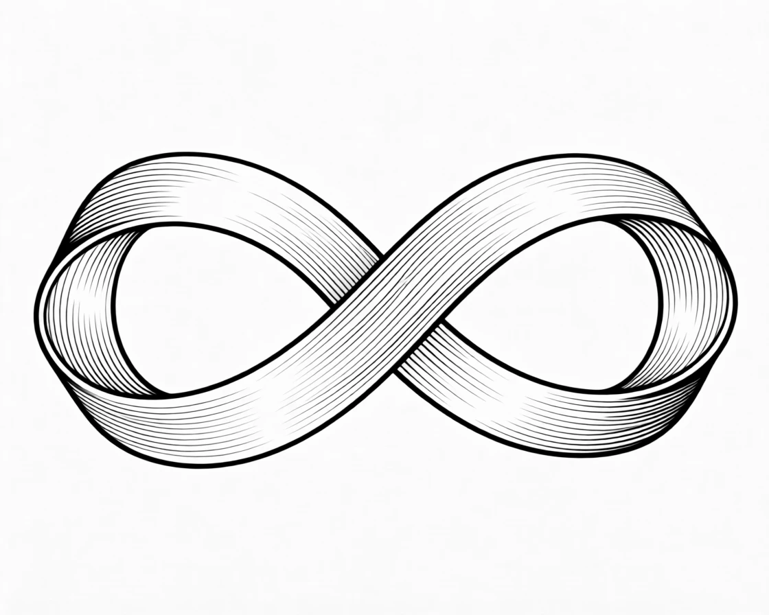 An infinity symbol formed by two intertwined ribbons