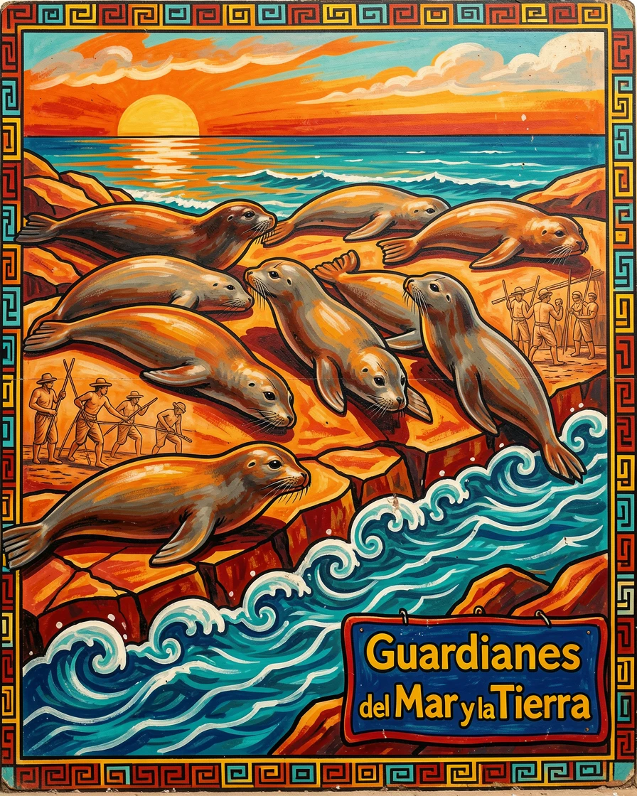 A group of seals resting on sun-warmed coastal rocks