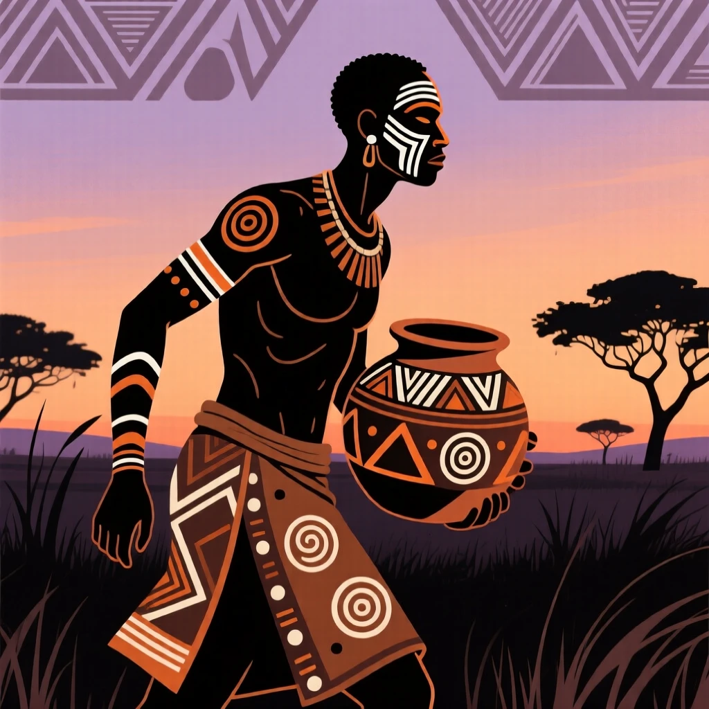 A skilled potter returning from the bush at dusk.