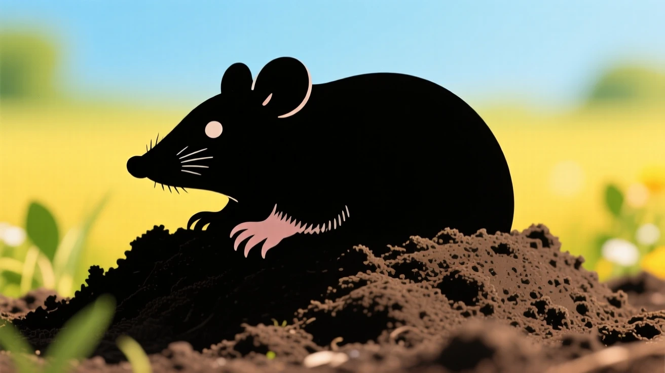 A single mole surfacing briefly from a fresh mound of earth.