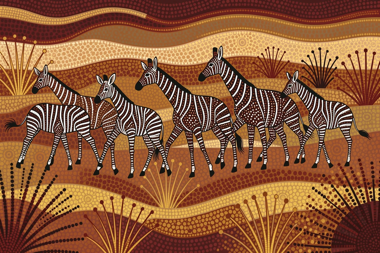A herd of okapis migrating across the plains