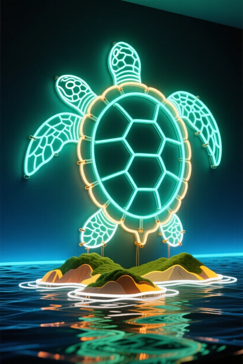 A colossal turtle-shaped island drifting through calm seas.