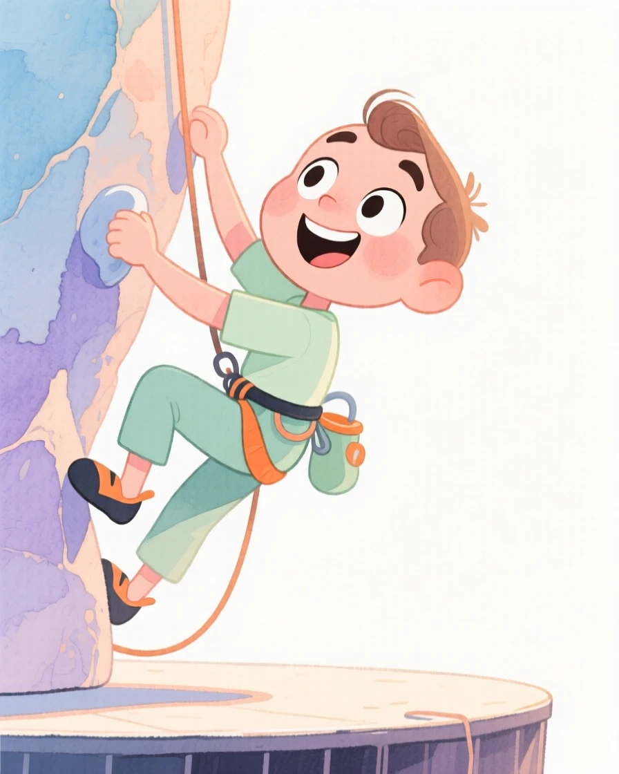 A rock climber gliding gracefully across a stage