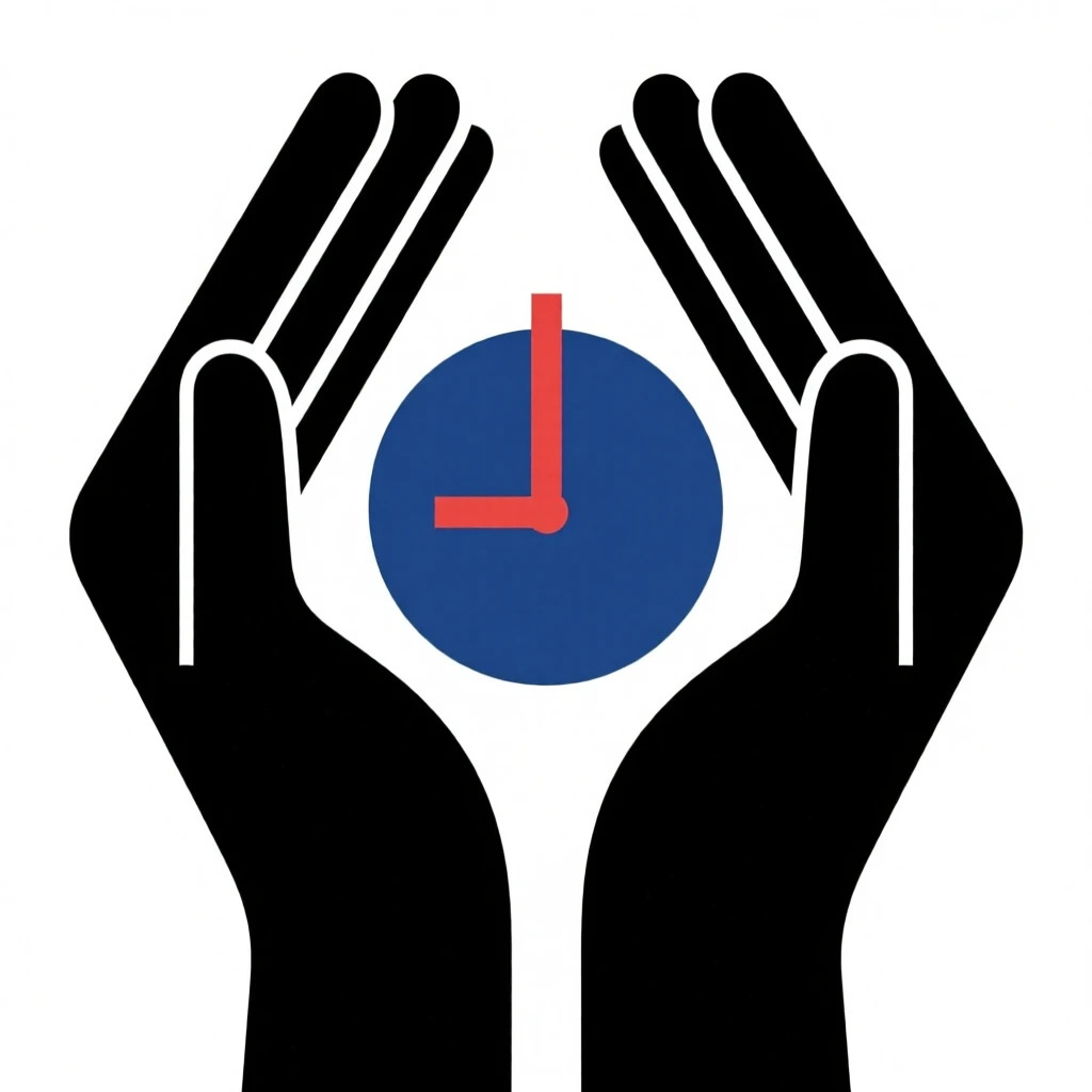 A pair of hands holding a small clock