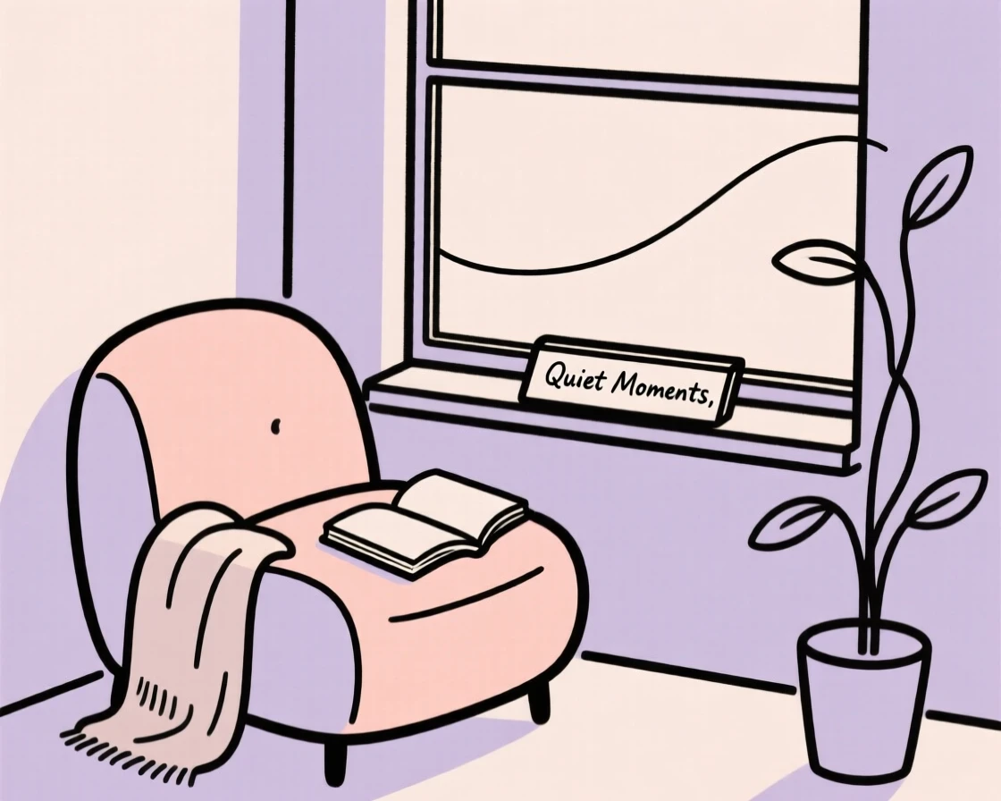A cozy reading nook by a window