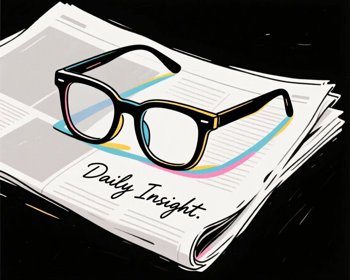 A pair of eyeglasses resting on an open newspaper.