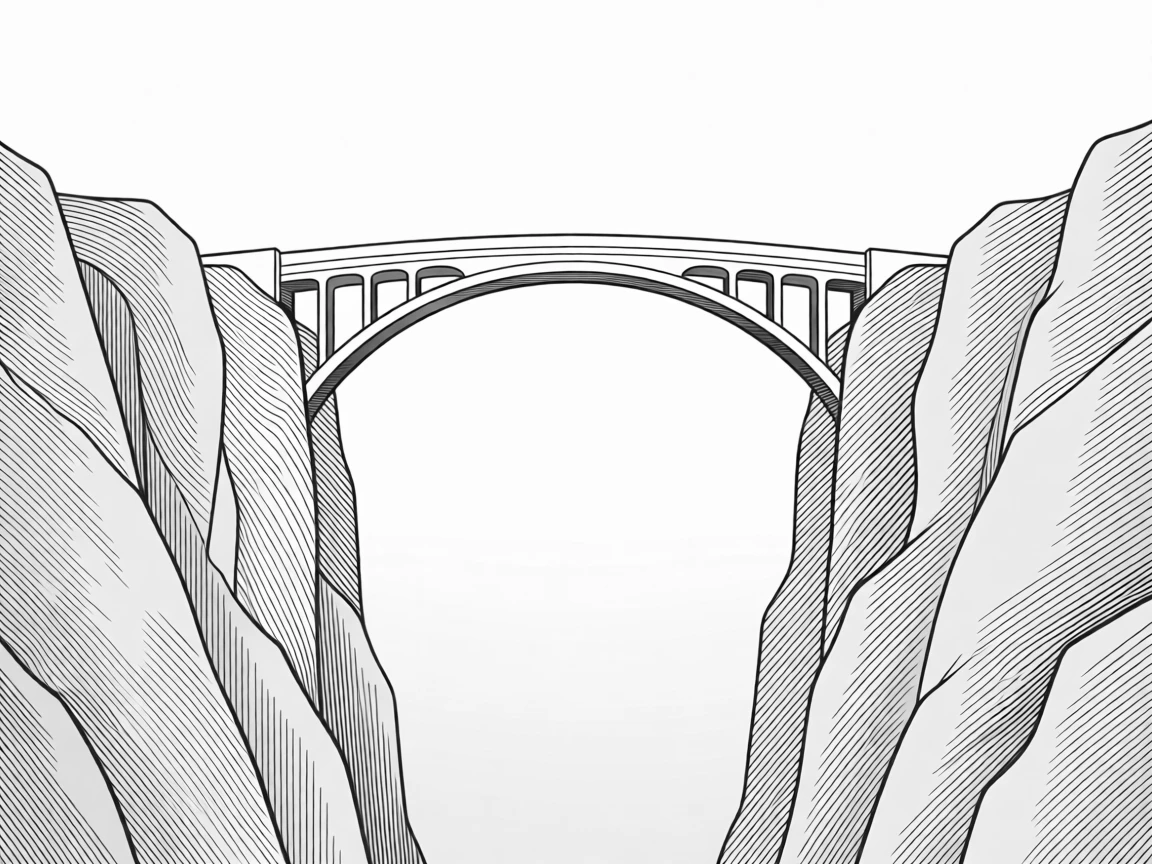 A bridge connecting two cliffs symbolizing connection