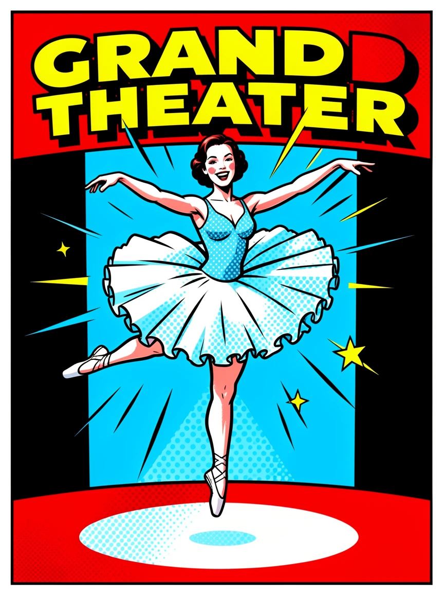 A ballerina mid-leap on a grand theater stage