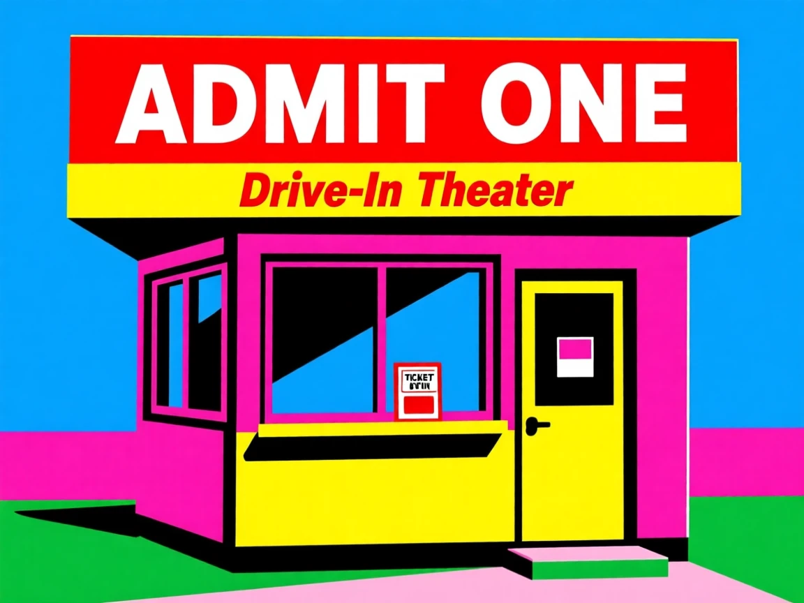 Vintage drive-in theater ticket booth