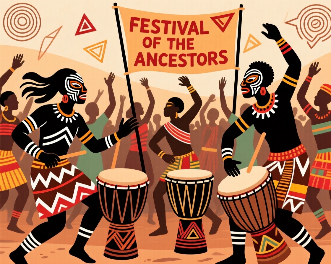 A festival crowd dancing wildly to pounding drums.