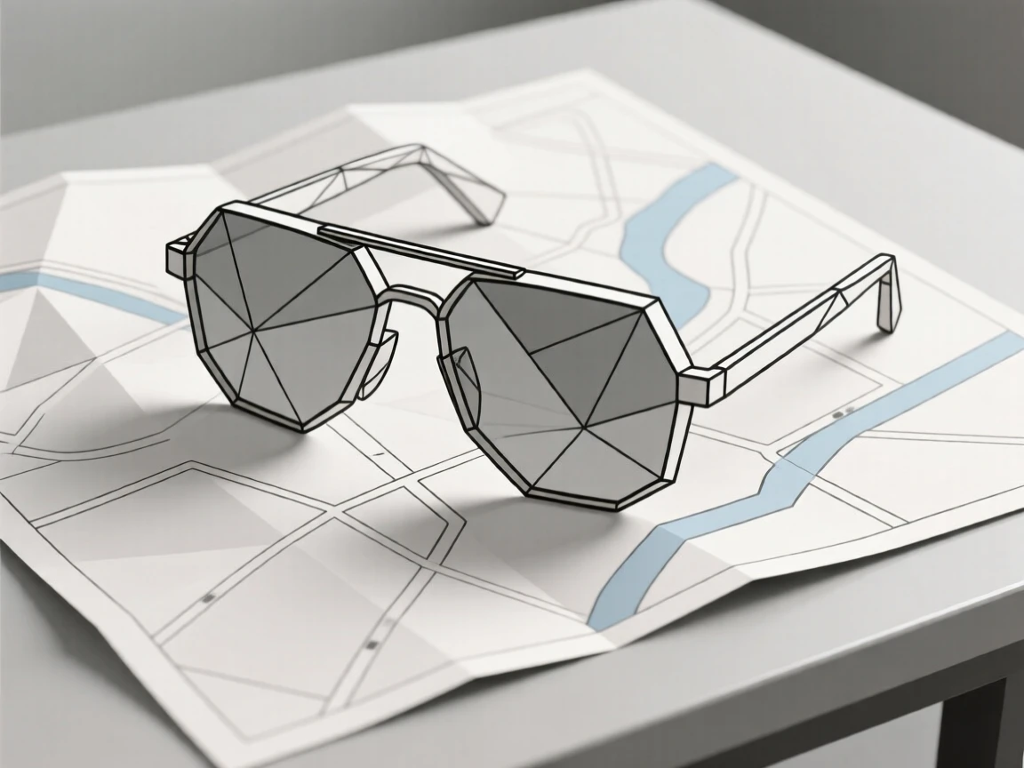 A pair of aviator sunglasses resting on a map