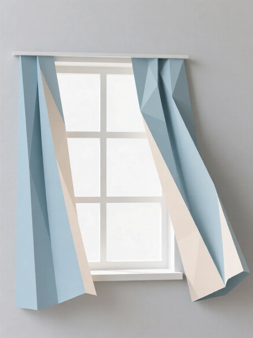 An open window with curtains blowing in the wind