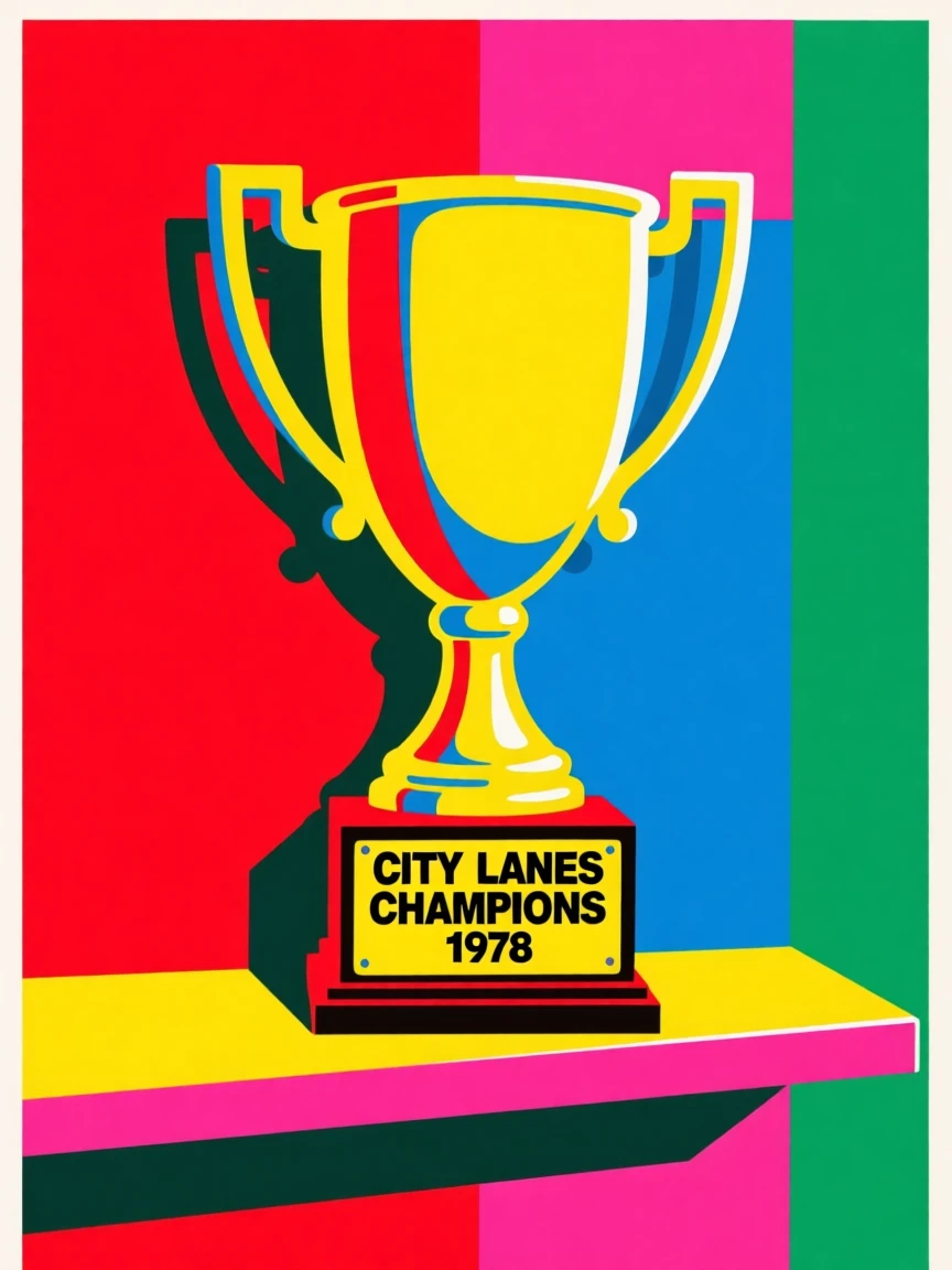 Retro bowling league trophy on a shelf