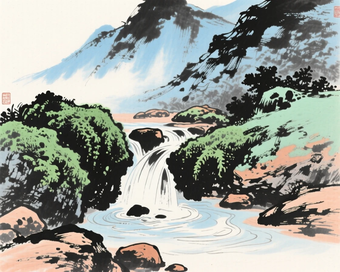 A mountain spring bubbling up beside mossy stones, touched with gentle melancholy.