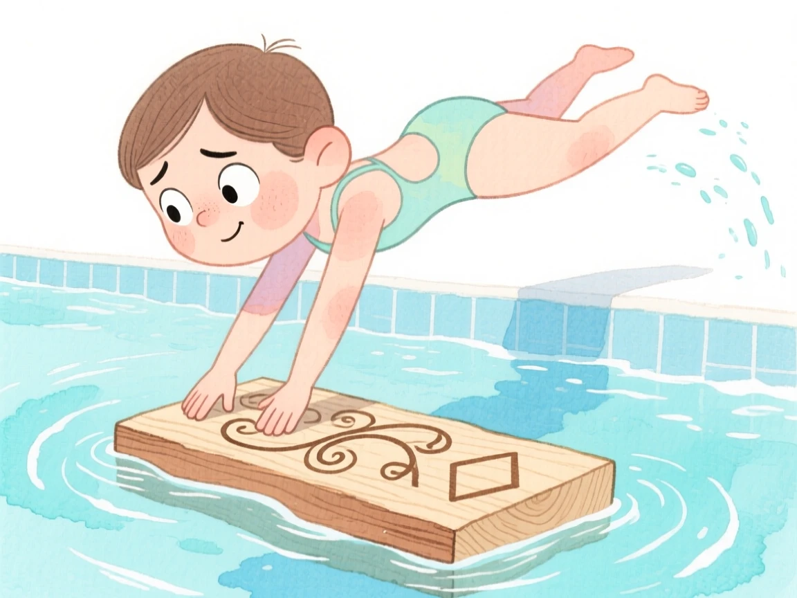A swimmer diving into a pool carving intricate details into fresh wood