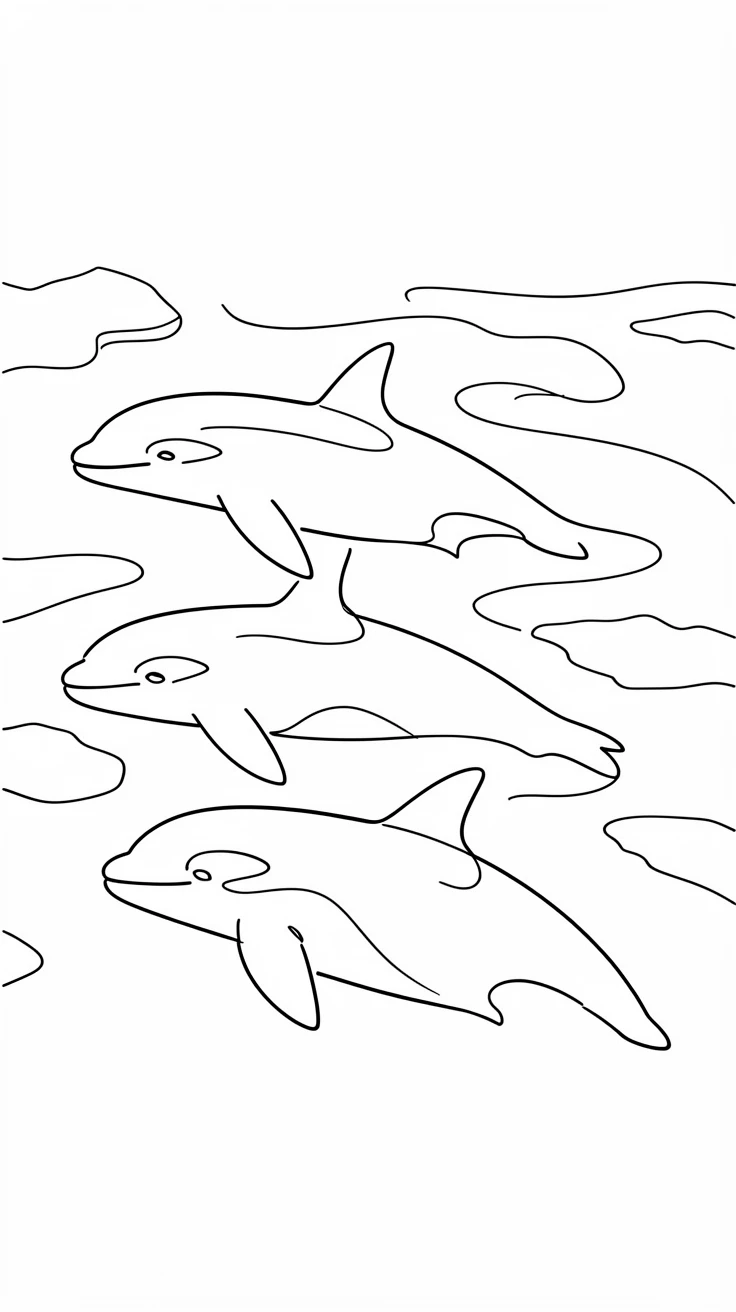 A pod of orcas swimming together through icy northern waters