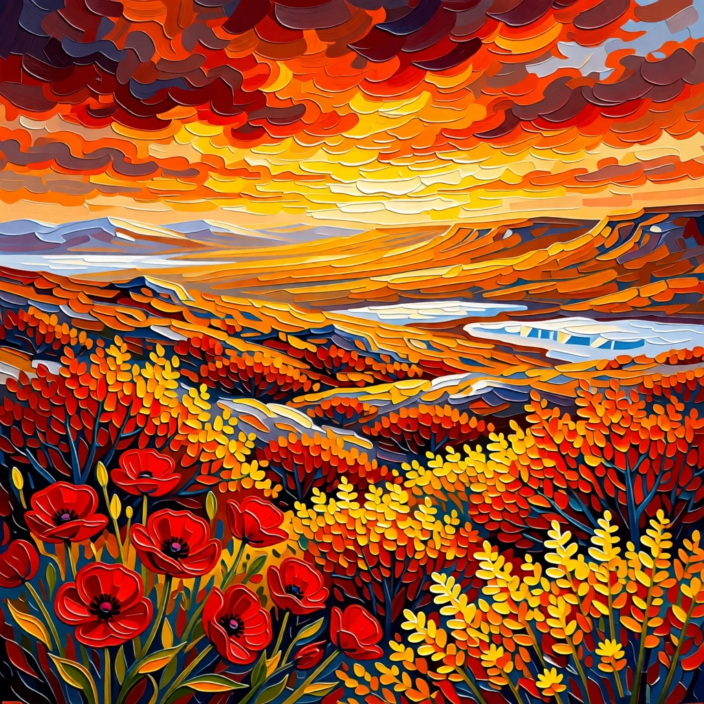 A vast Arctic tundra glowing orange and red during a brief autumn bloom