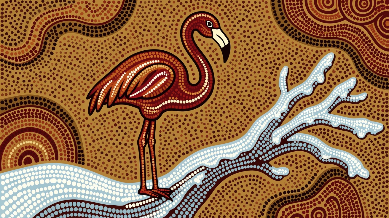 A flamingo landing gently on a snowy branch