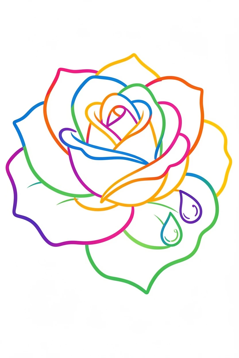 A close-up of a rose in full bloom with a single dewdrop on its petal.