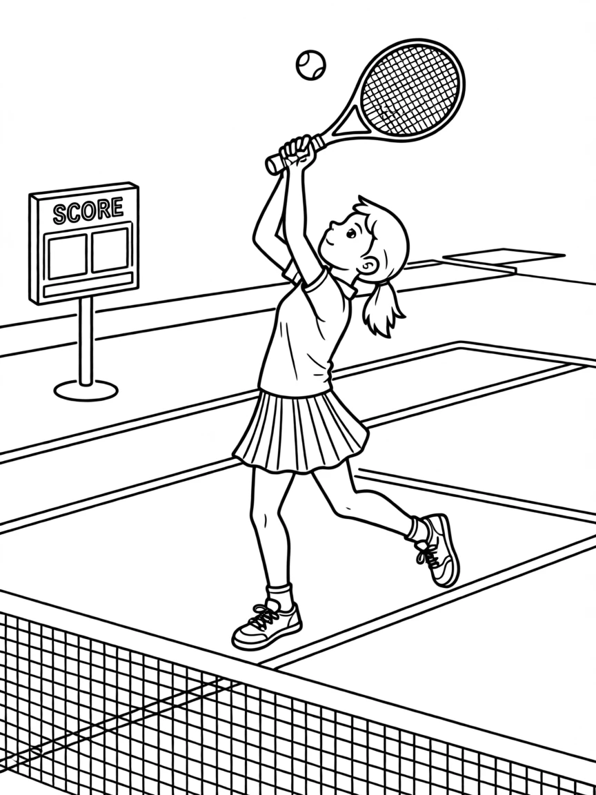 A young tennis player serving the ball on a bright court