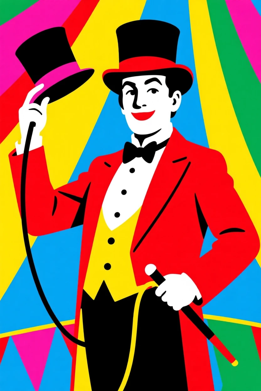 Vintage circus ringmaster in a red coat