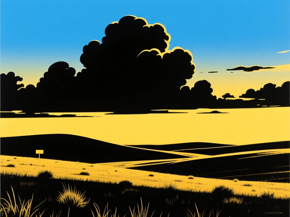A wide, open prairie under a sky filled with towering cumulus clouds.
