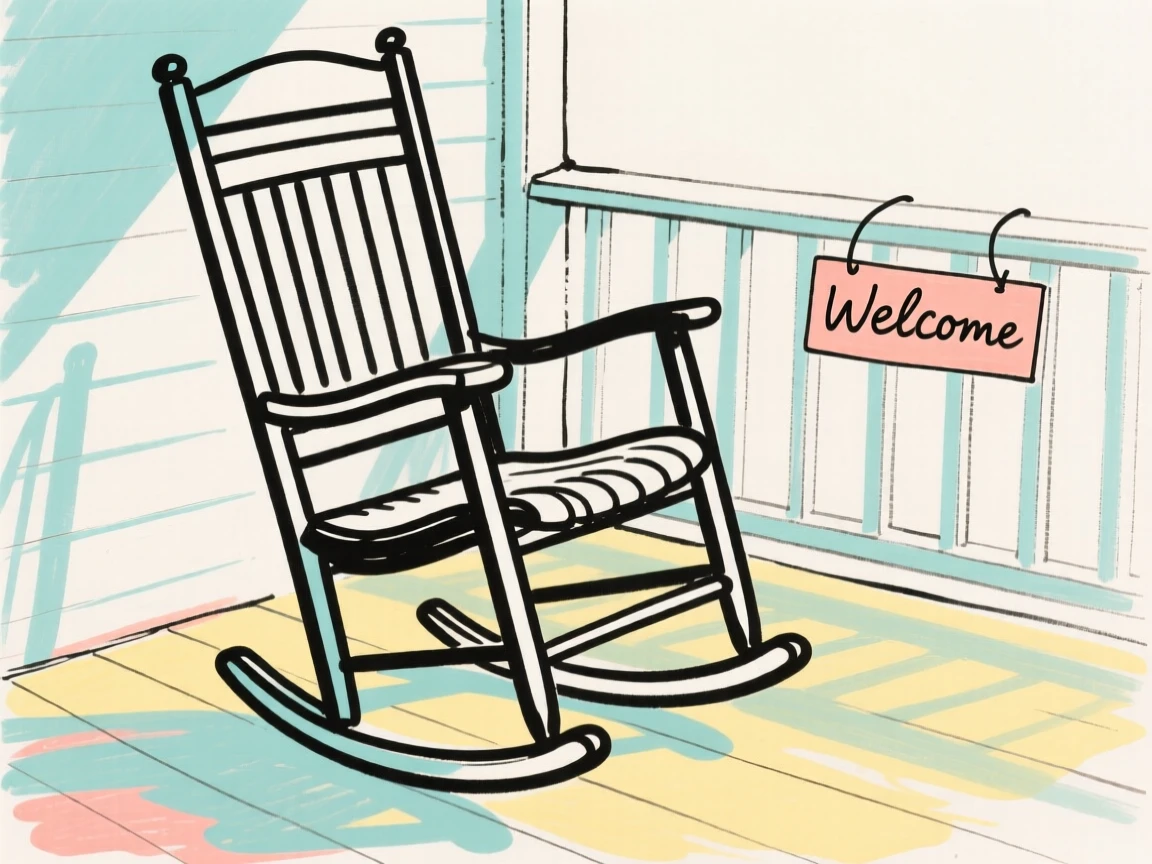 A rocking chair on a porch