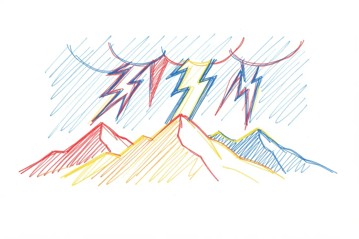 A summer lightning storm illuminating a distant mountain range