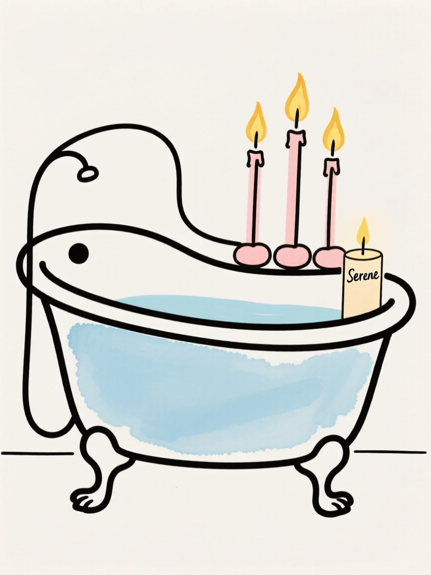 A clawfoot bathtub with candles