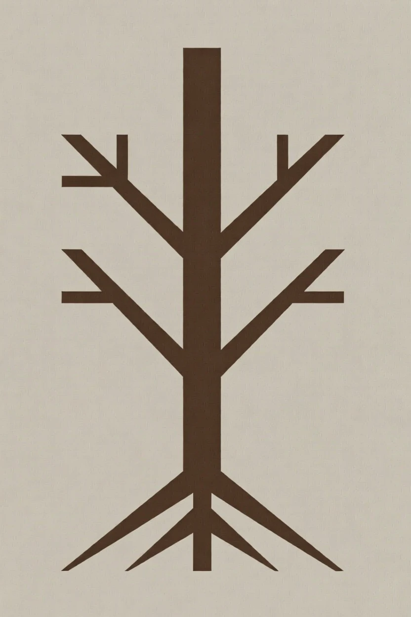 A single tree with roots and branches mirrored