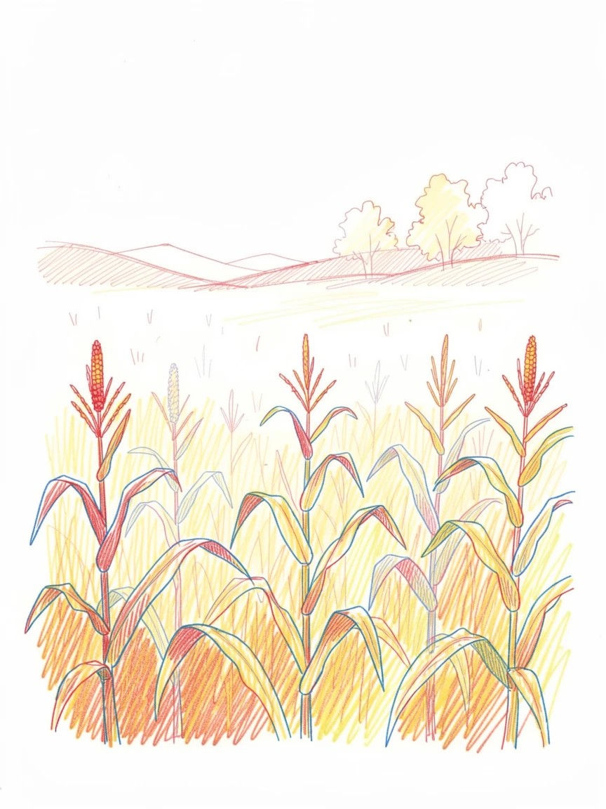 An autumn harvest morning with mist settling over golden cornfields