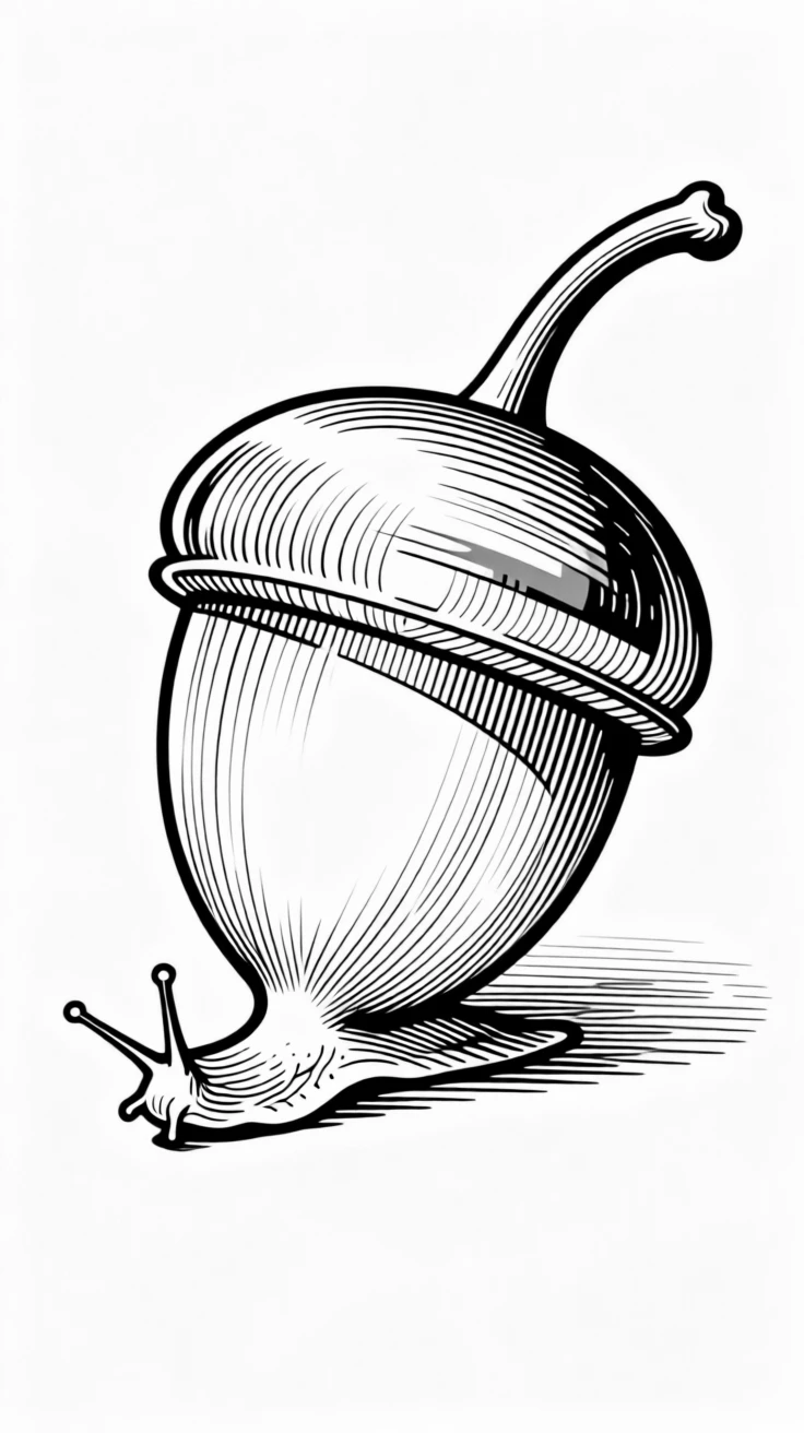 A tiny snail wearing a acorn cap shell