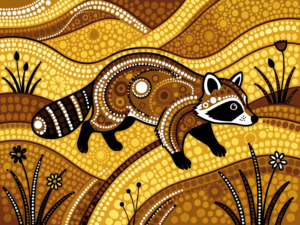 A raccoon bounding across a golden meadow