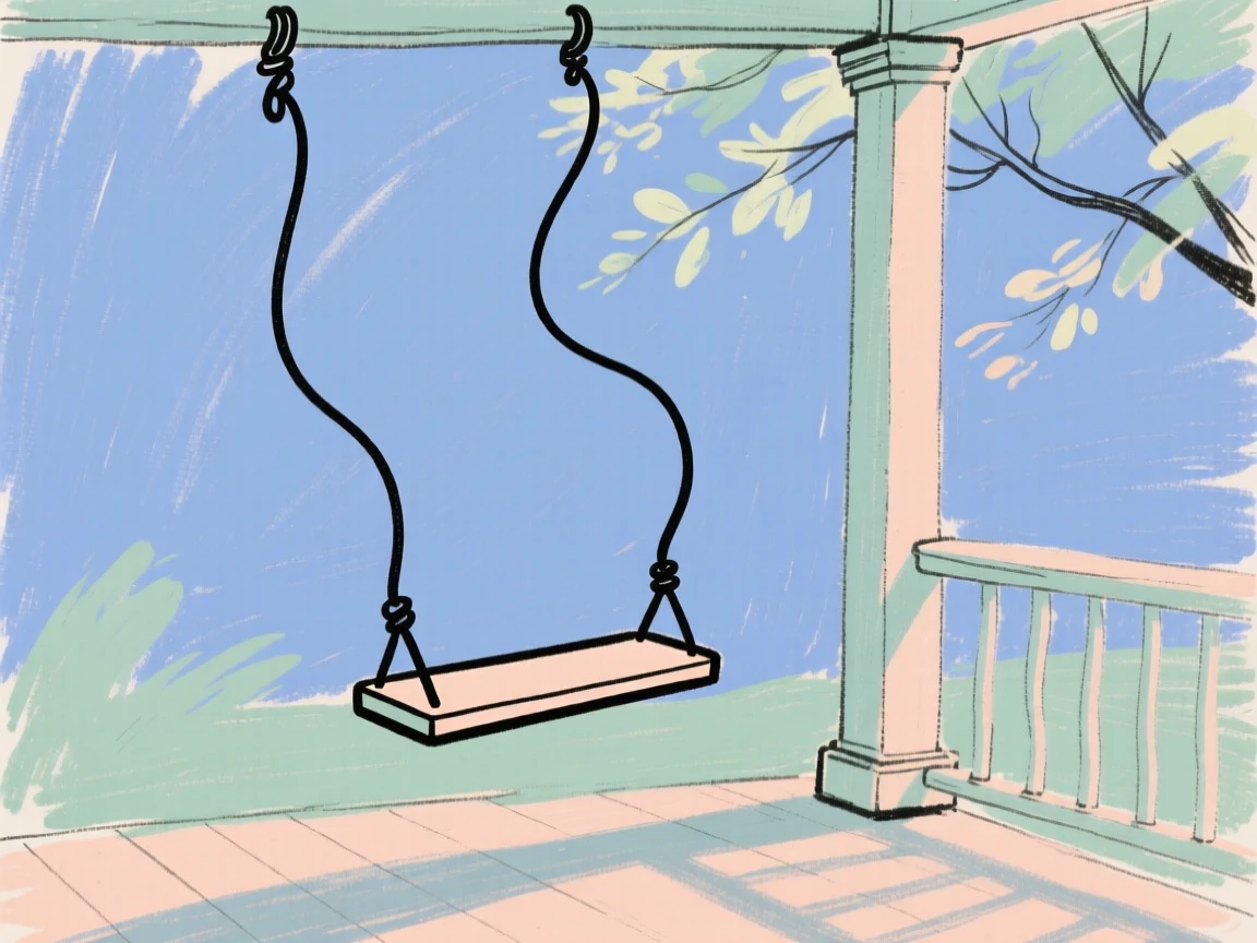 A porch swing on a summer evening