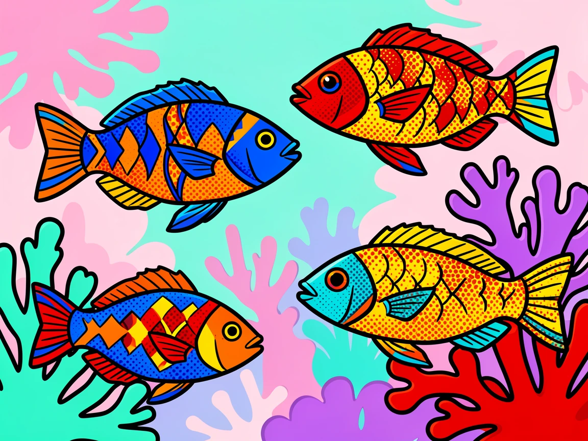 A school of elaborate fish swimming through a coral reef