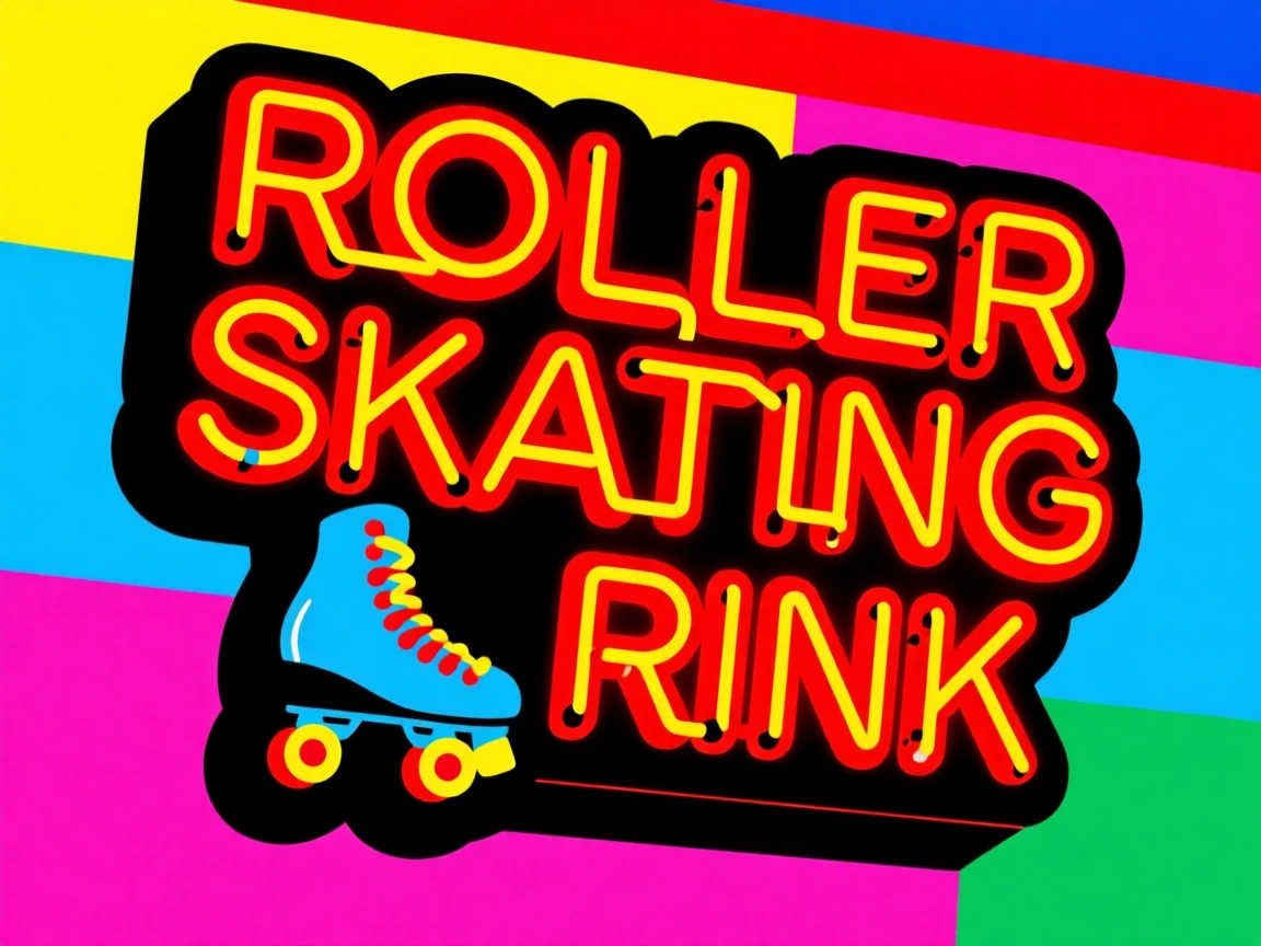 Retro roller skating rink neon sign
