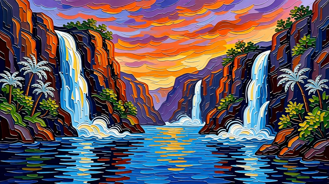 A remote fjord in New Zealand with waterfalls cascading down sheer cliff walls