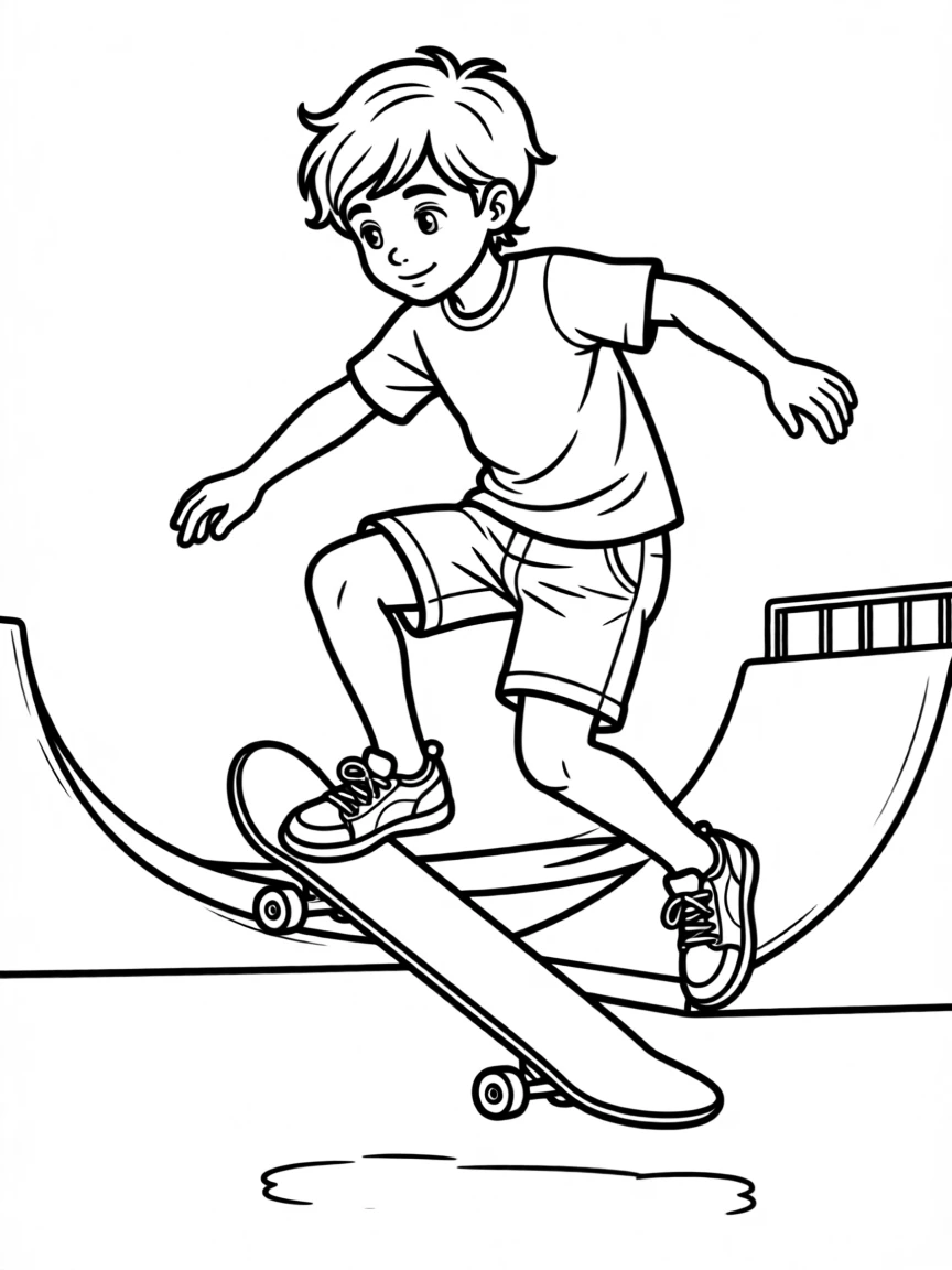 A young skateboarder doing a trick at a skate park