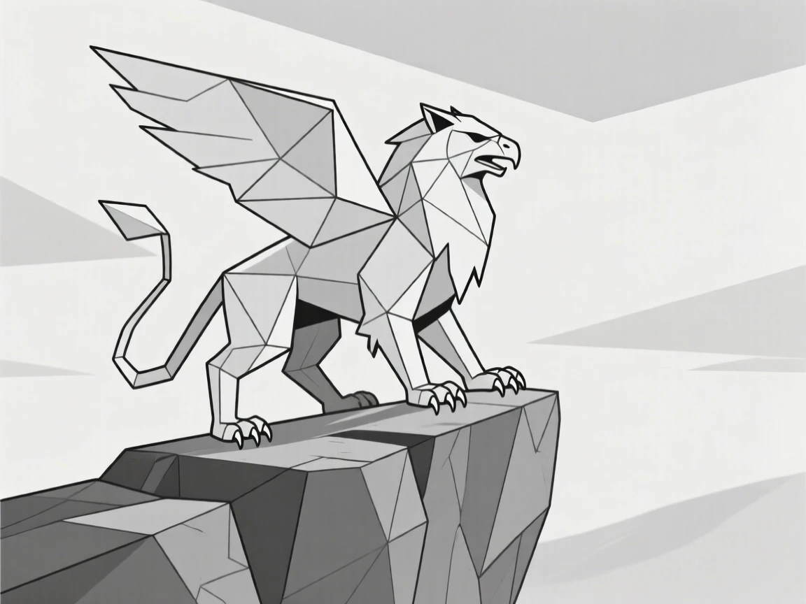 A griffin perched on a rocky cliff