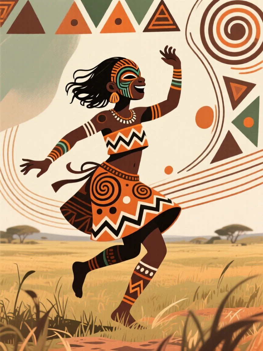 A girl dancing joyfully in an open field.