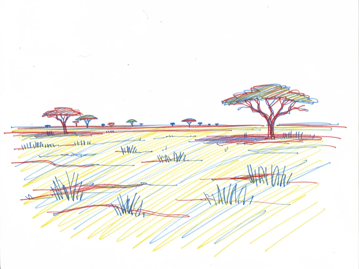 A dramatic summer heat mirage shimmering over an open savanna