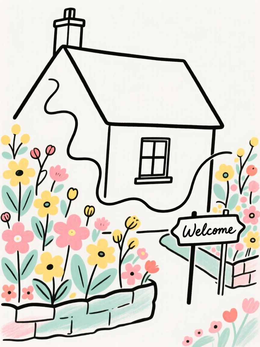 A cottage garden overflowing with flowers