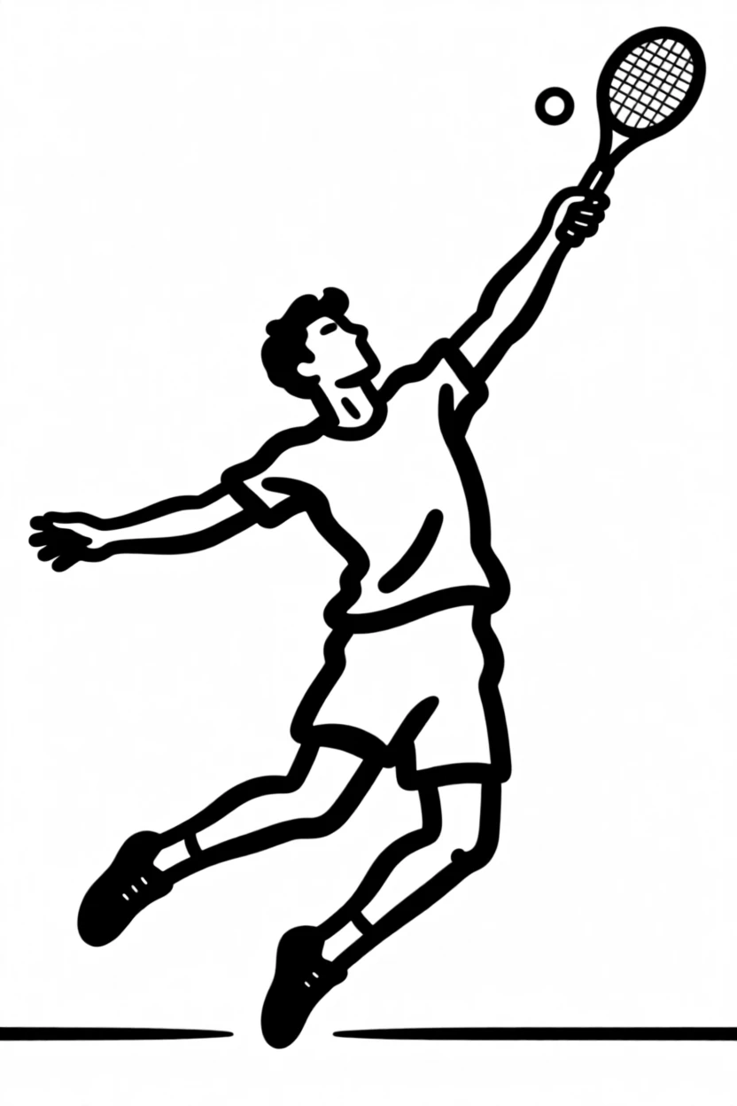 A tennis player leaping to return a powerful serve.