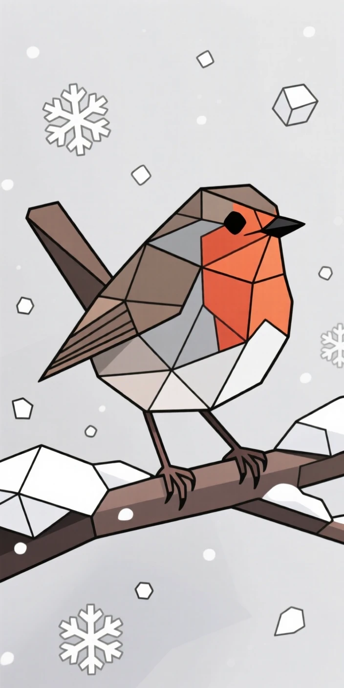 A robin perched on a snowy branch in winter