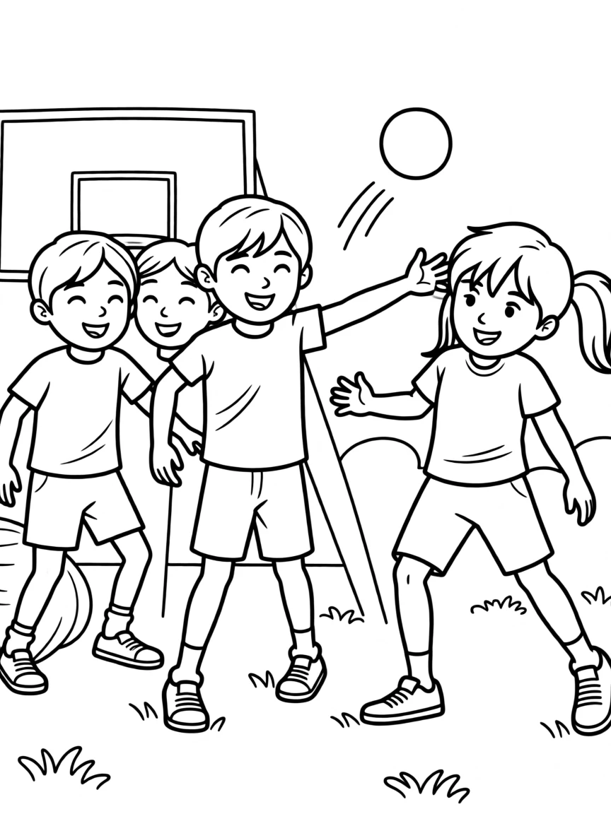 A group of kids playing a friendly game of dodgeball
