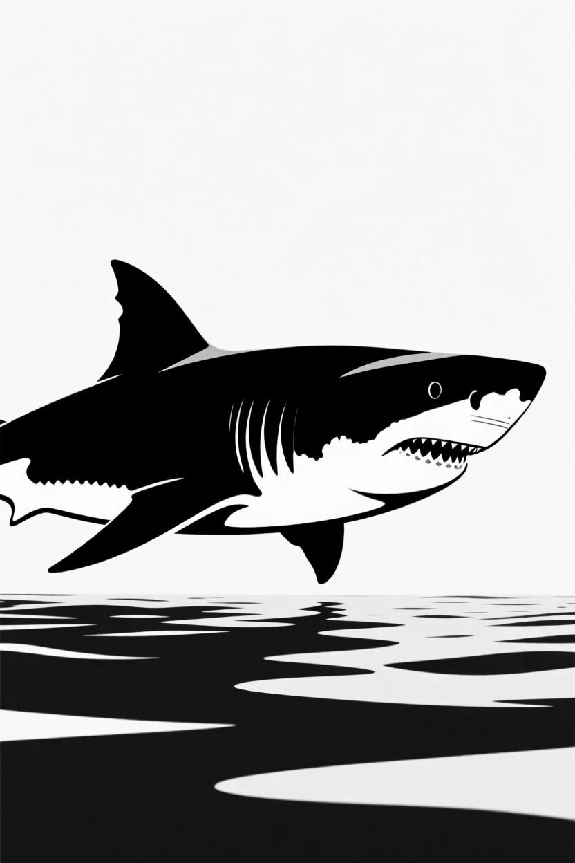A great white shark gliding through open water.