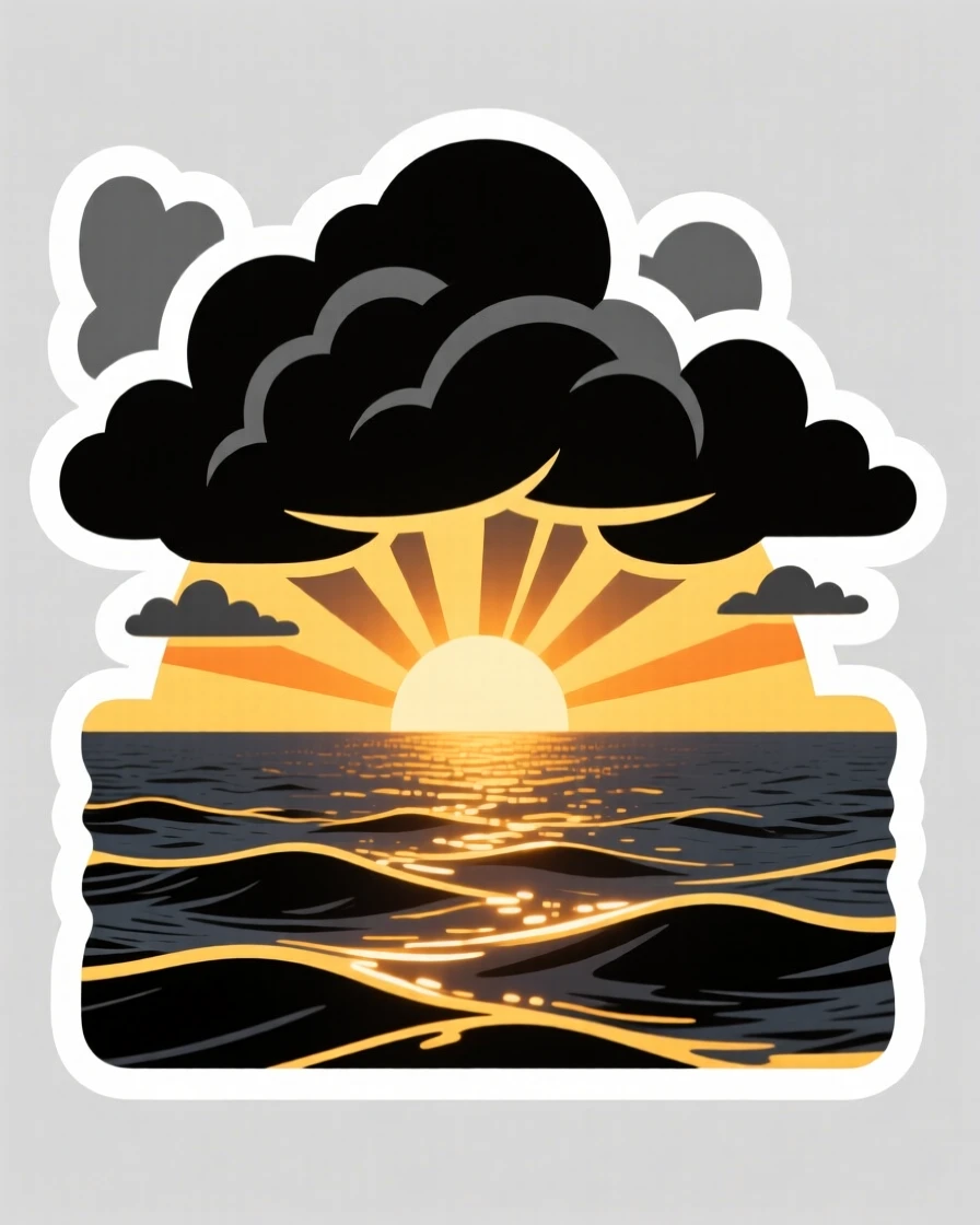 A softly triumphant scene of a sunrise breaking through storm clouds over the ocean, bathed in warm golden light, reminding us that every step forward matters.