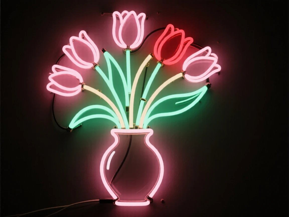 A bouquet of tulips arranged loosely in a ceramic vase.