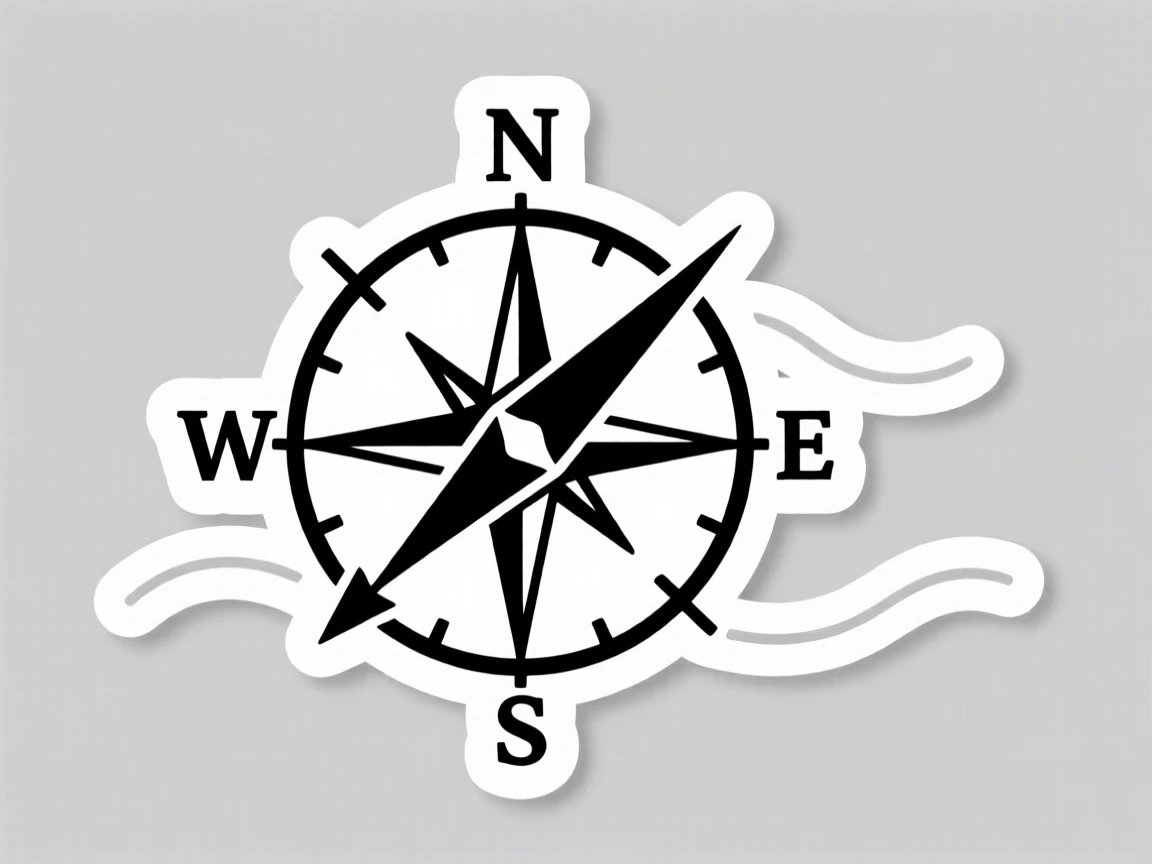A tenderly hopeful scene of a compass pointing steadily toward true north, surrounded by a gentle sense of stillness, marking the start of something meaningful.